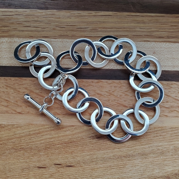 Sterling Circle Link Bracelet by C^A 8" (23.4g) - Picture 2 of 15